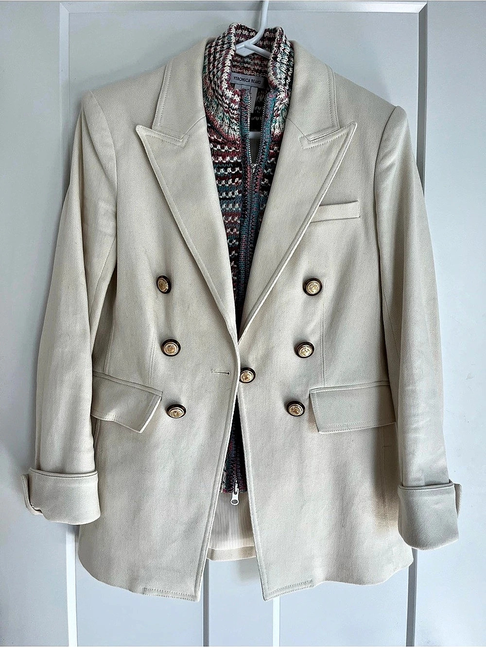 🌺 Veronica Beard Miller Dickey Jacket Cream Blazer Size 10